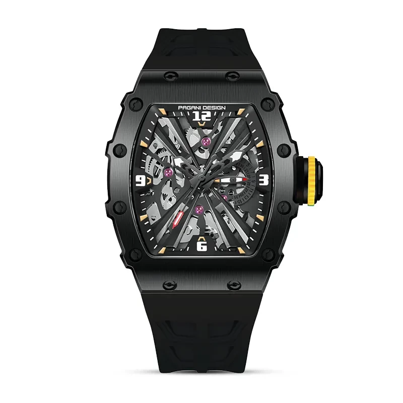 Pagani Design PD-1738 Black Skeleton Dial Black Strap Men's Watch